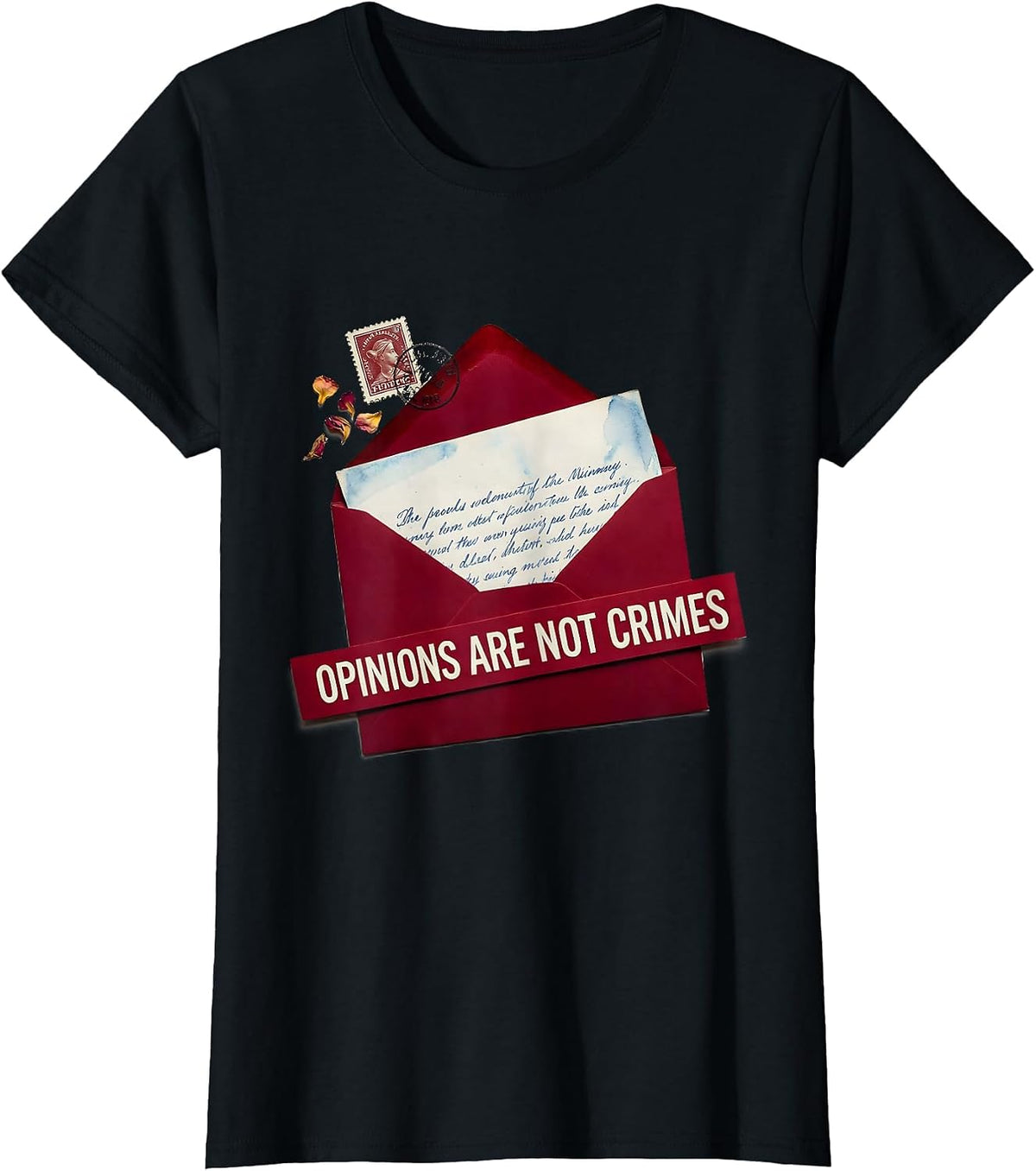 Opinions Are Not Crimes Free Speech Design T-Shirt - Black