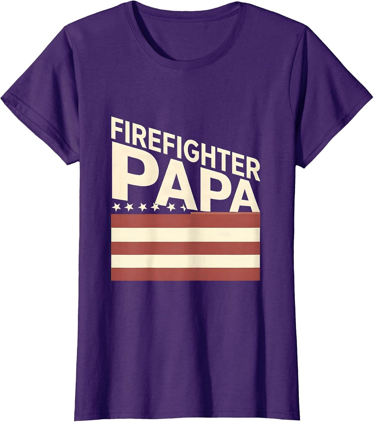 Women's Firefighter Papa Patriotic Tribute Role Identity Father's T-Shirt - Purple