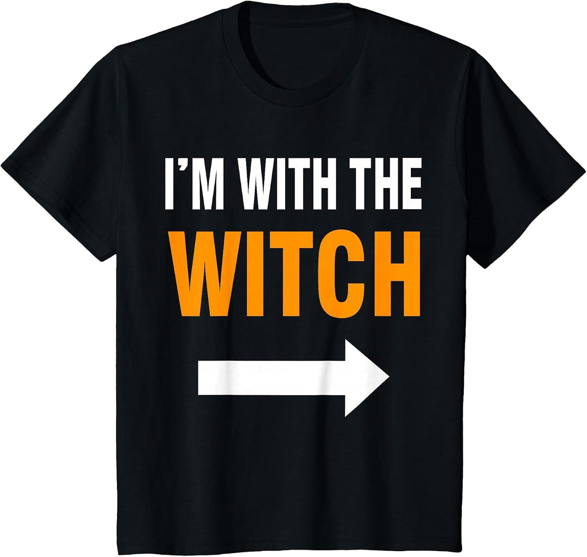 Halloween for Men I'm with The Witch Funny Halloween T-Shirt - Black
