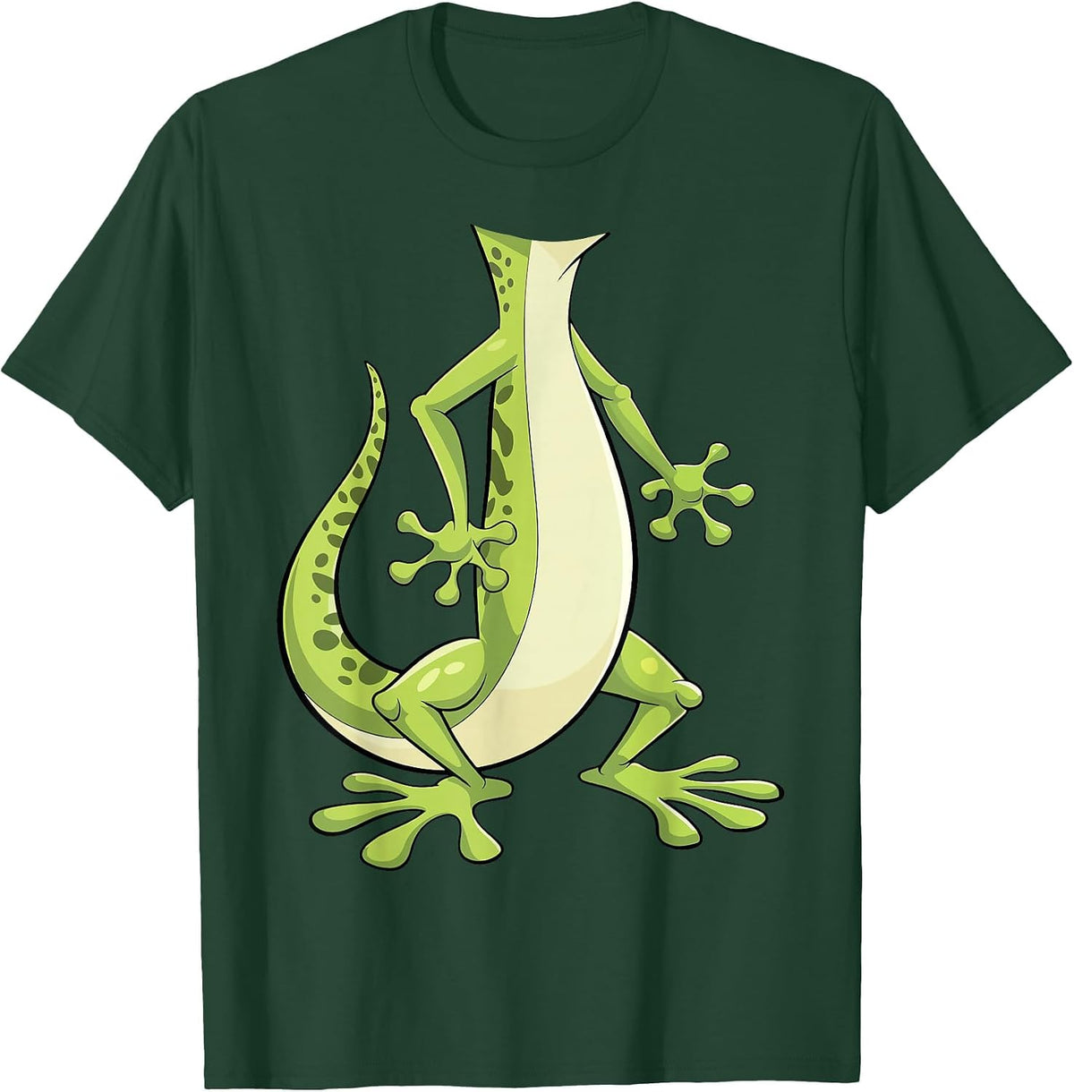 Gecko Shirt for Adults and Kids Green Lizard Costume Tees T Shirts Men Women - Dark Green