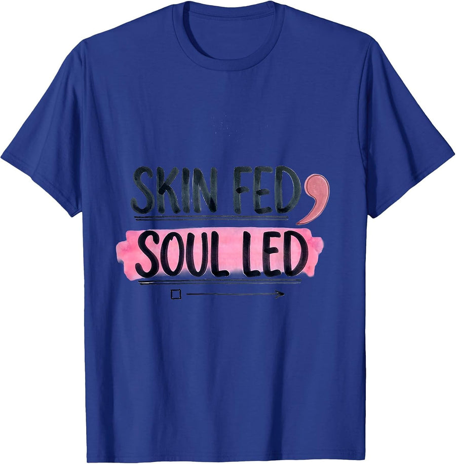 Skin Fed Soul Led K-Beauty Skincare Design T-Shirt - Royal Blue
