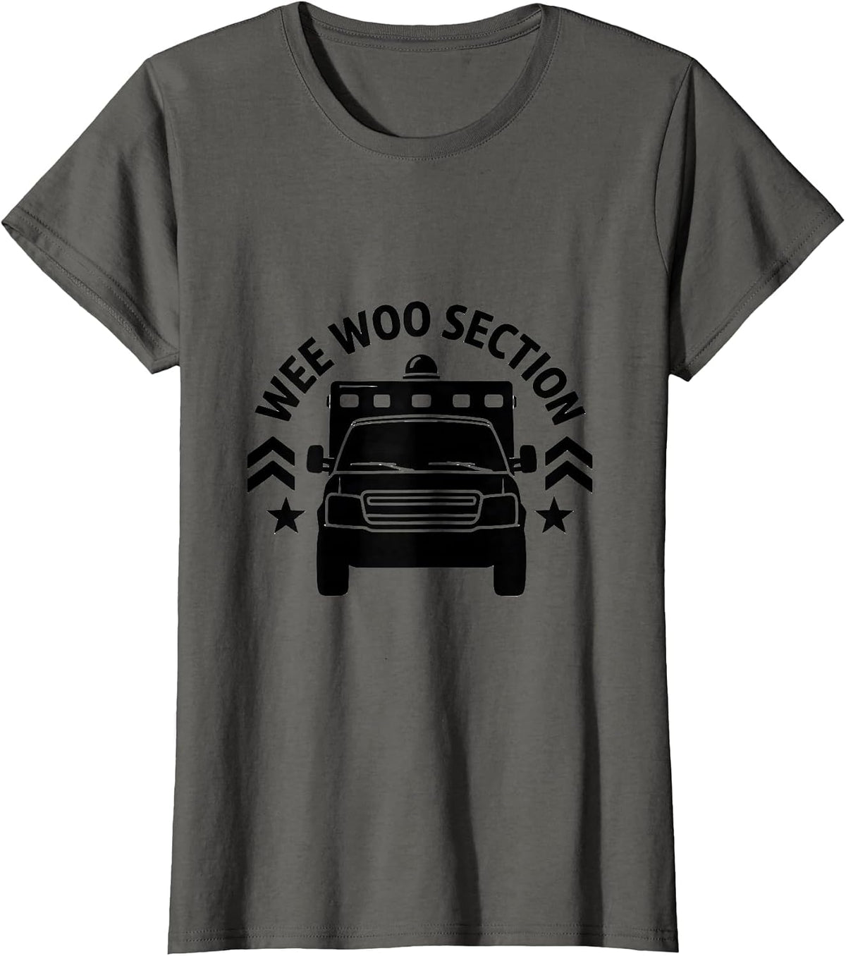 Women's Wee Woo Section Bold Paramedic EMT EMS Humor T-Shirt - Asphalt Grey