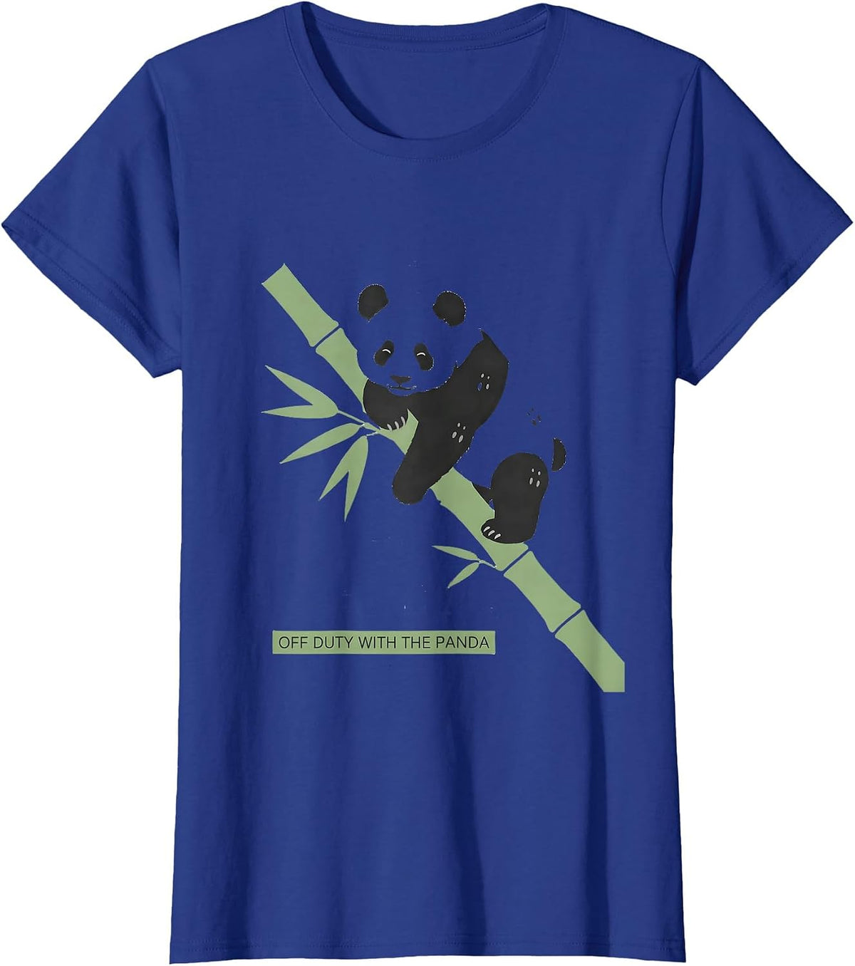 Women's Off Duty With The Panda Funny Sleepy Animal Pajama Portrait T-Shirt - Royal Blue