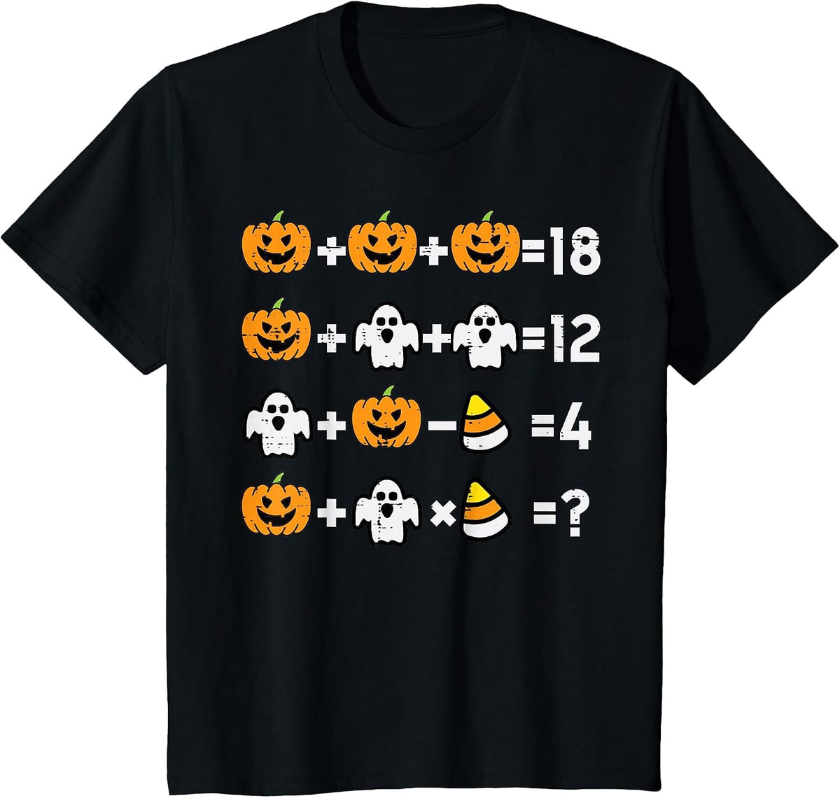 Pumpkin Ghost Equation Math Teacher Halloween Costume T-Shirt - Black