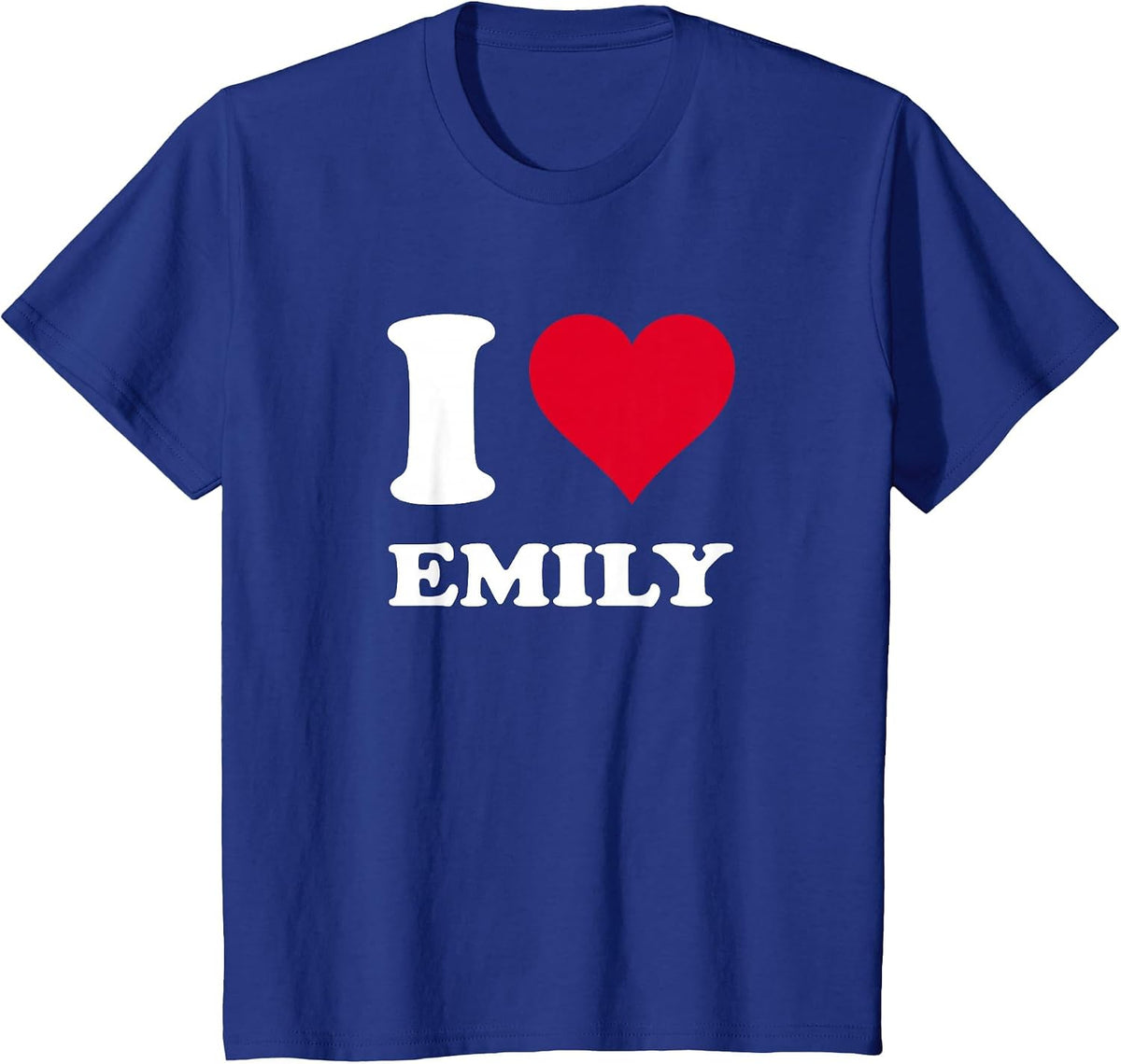 Red Heart I Love Emily T-Shirt - Royal Blue