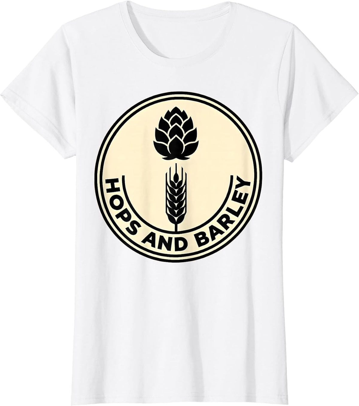 Hops and Barley Craft Beer Lover Design T-Shirt - White