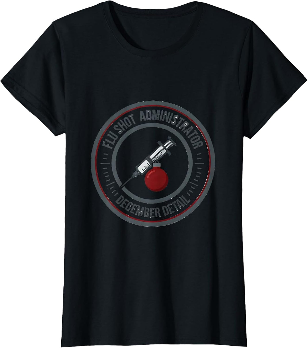 Flu Shot Administrator, December Detail Pharmacist T-Shirt - Black
