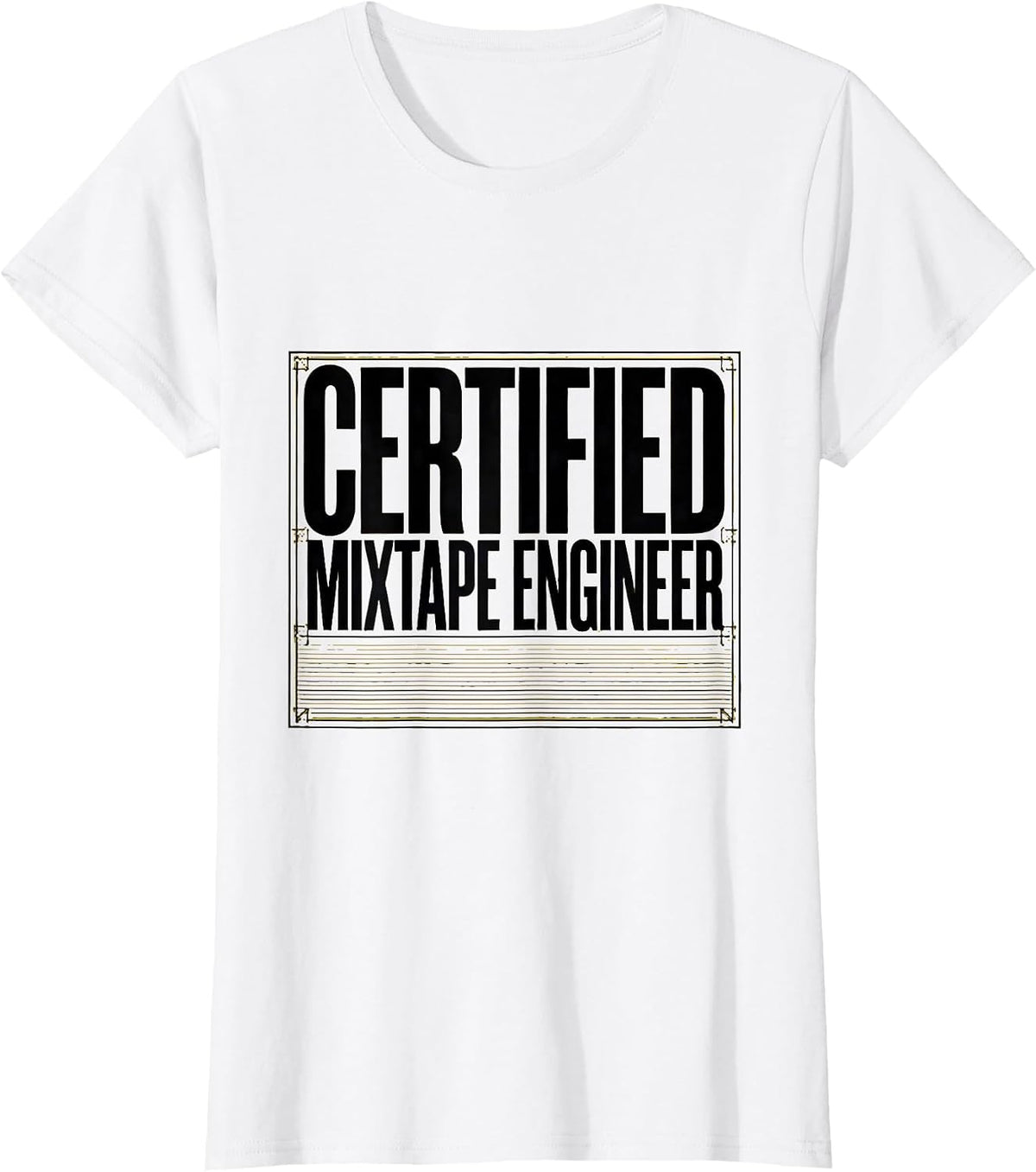 Certified Mixtape Engineer Retro Hip Hop Nostalgia 90s Rap T-Shirt - White