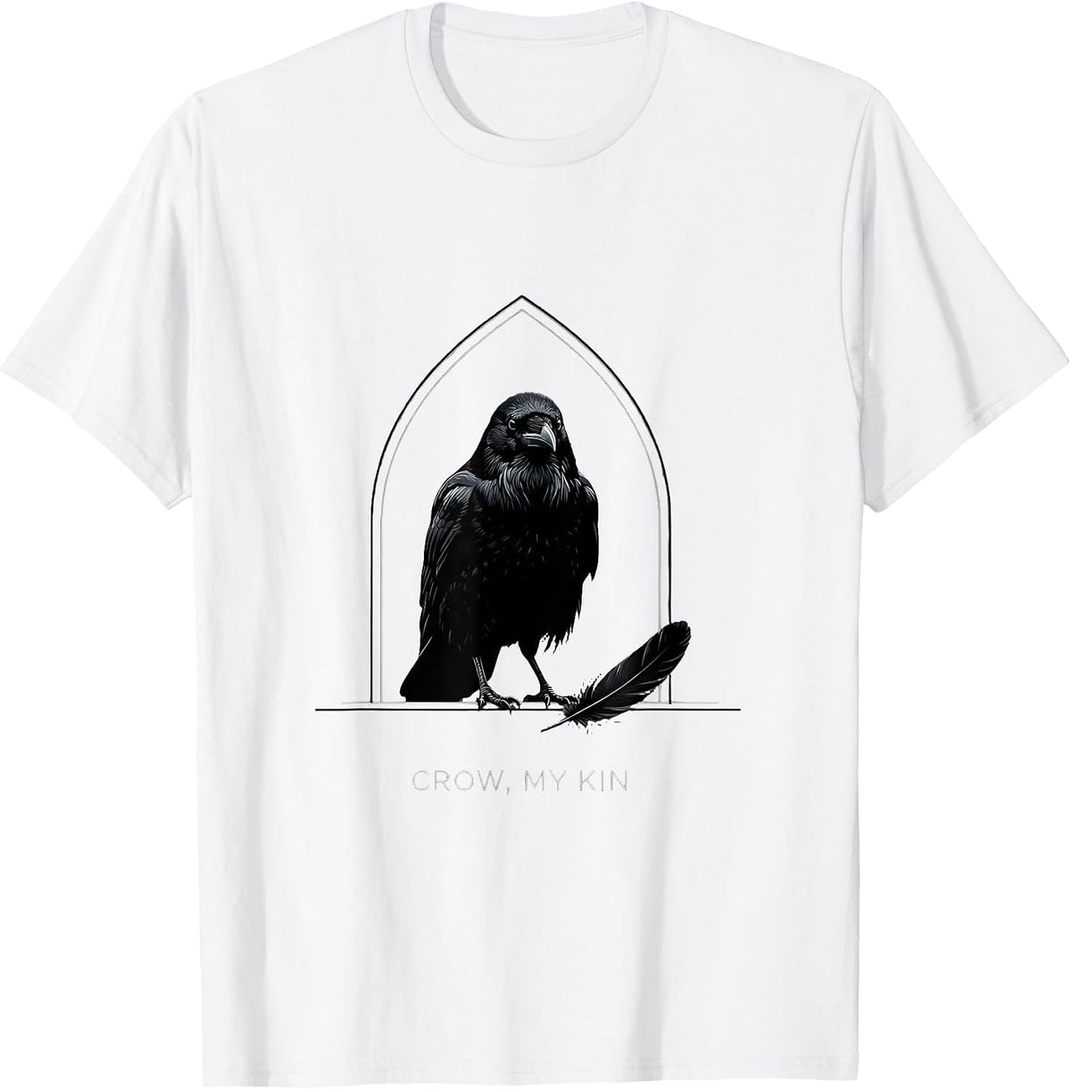 Men's Crow My Kin Minimalist Gothic Raven Silhouette Bird Lover T-Shirt - White