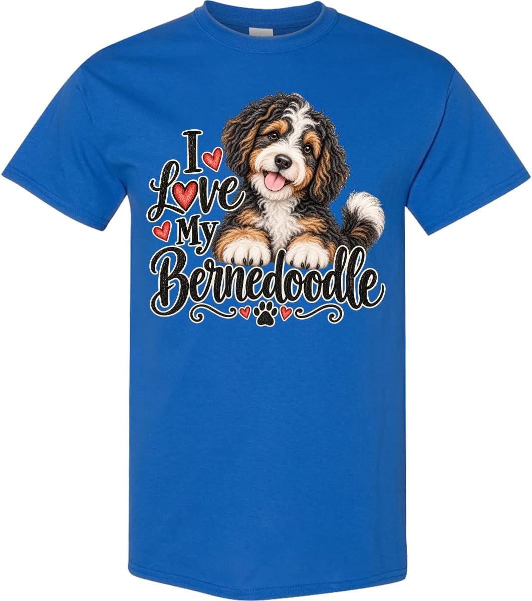 inktastic I Love My Bernedoodle Adult T-Shirt - Royal Blue