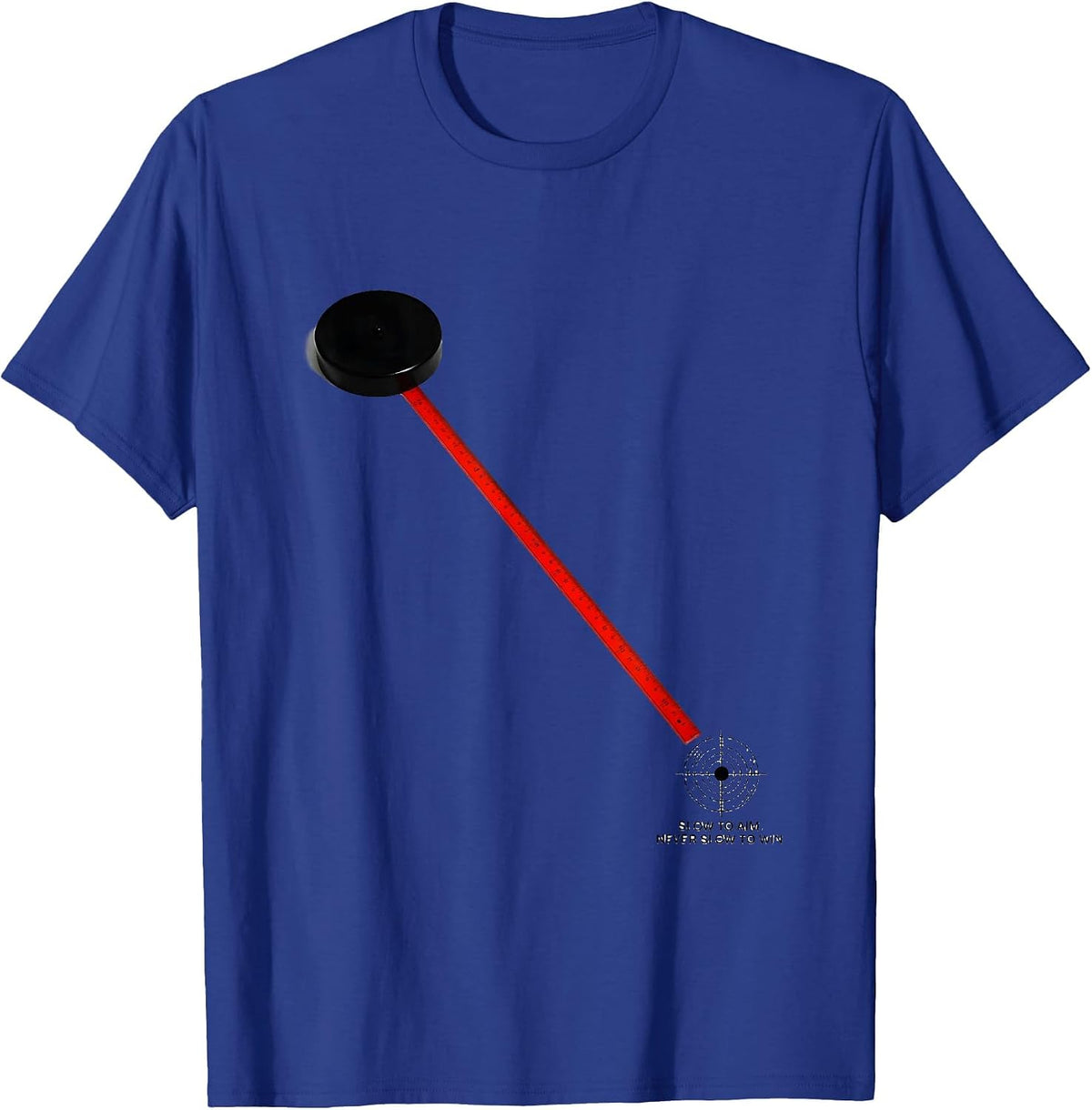 Men's Slow To Aim Never Slow To Win Funny Pool Player Billiard T-Shirt - Royal Blue