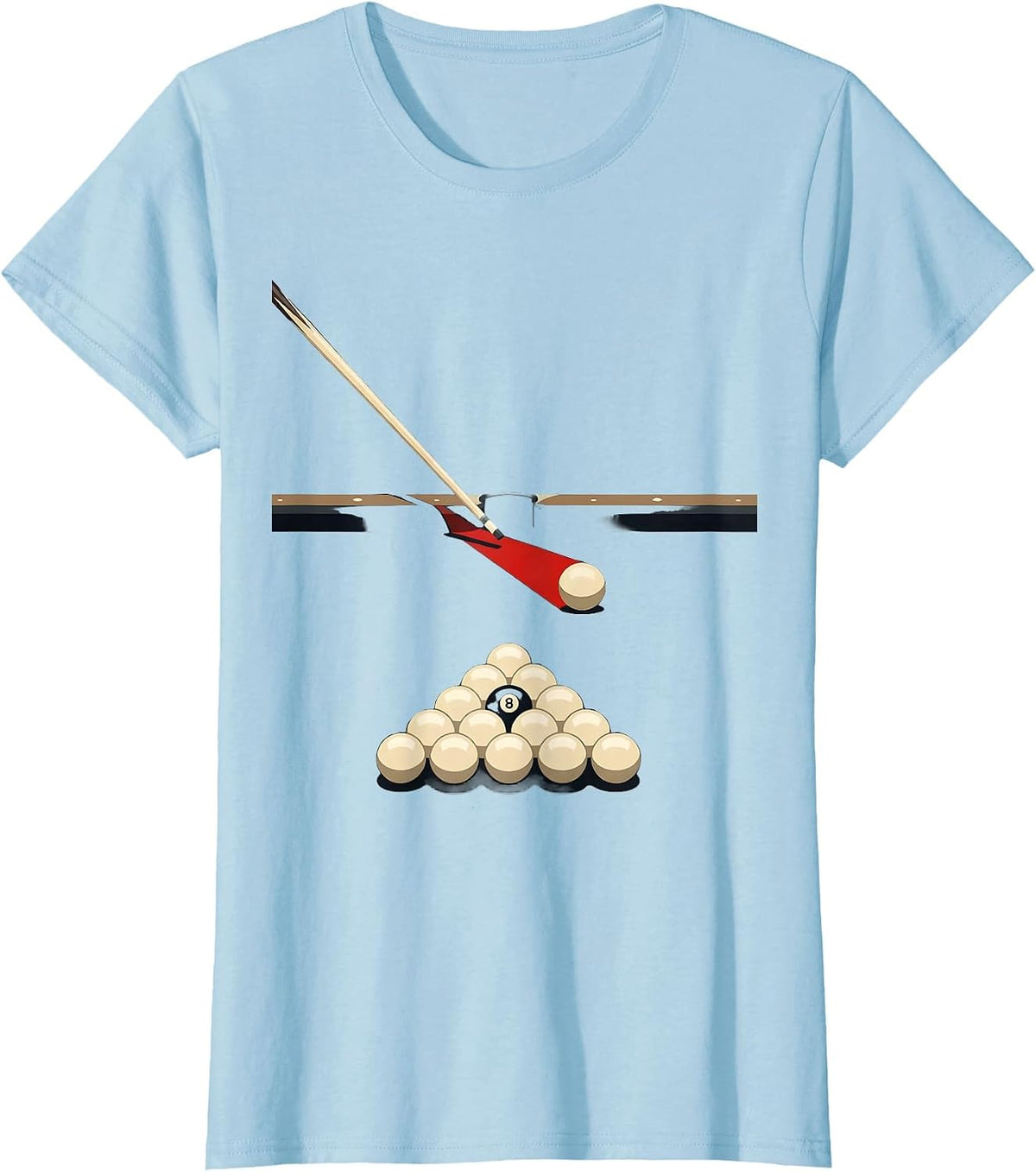 Women's Billiards Cue Path Minimalist Pool Player Humor T-Shirt - Baby Blue
