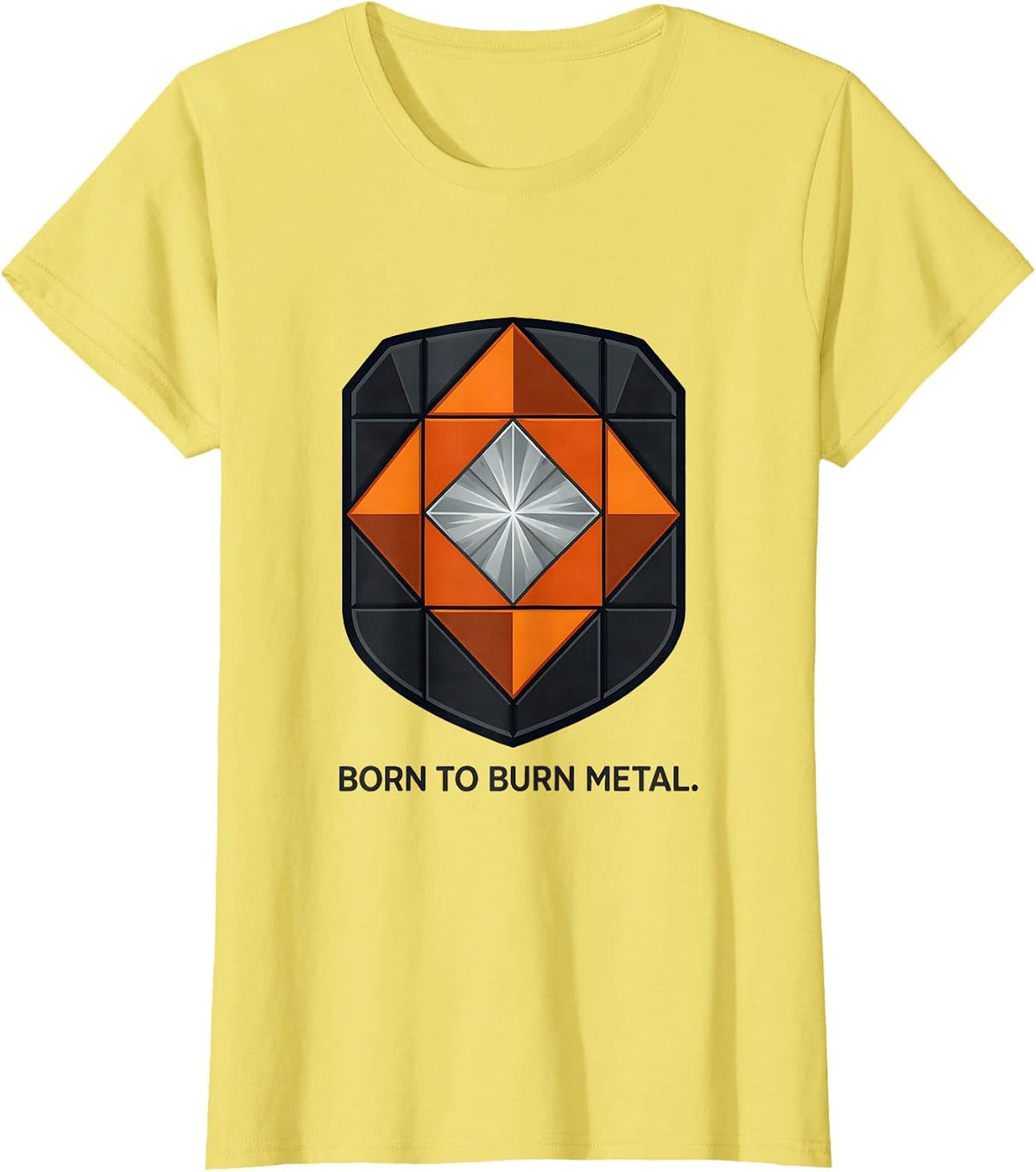 Women's Born to Burn Metal Welder Graphic Design T-Shirt - Lemon Yellow
