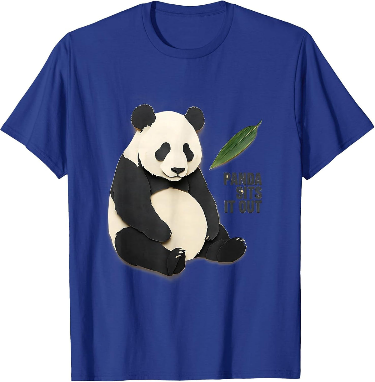 Men's Panda Sits It Out Cute Kawaii Panda Lover Humor T-Shirt - Royal Blue