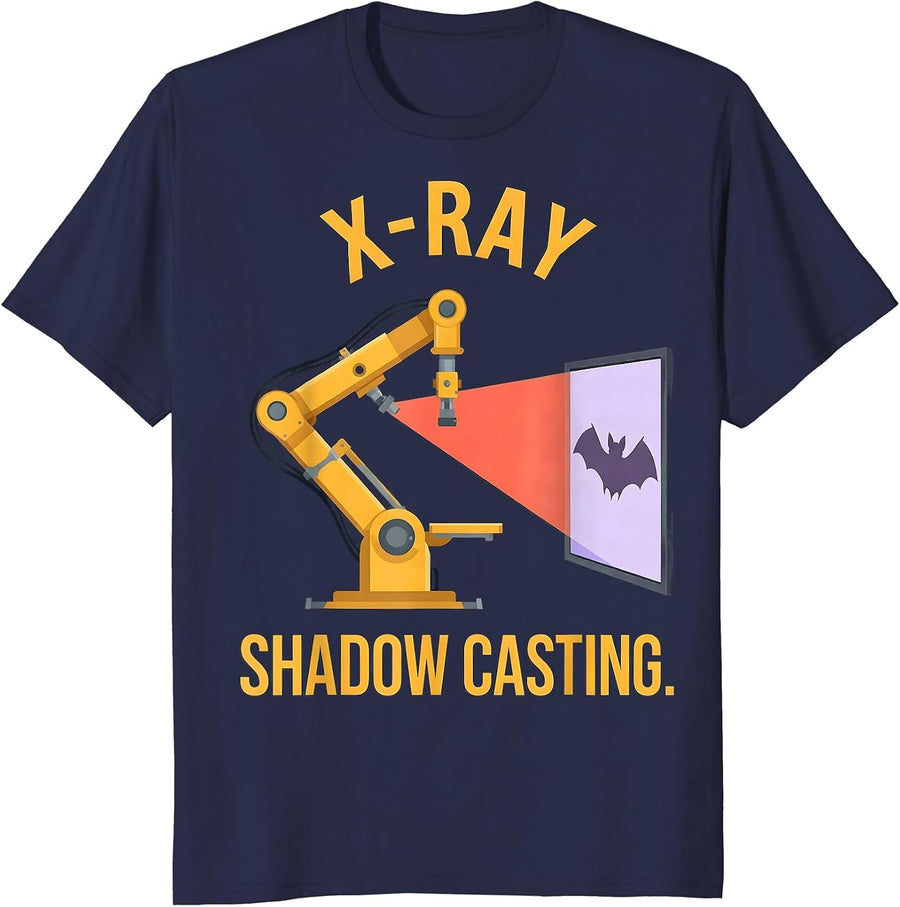 X-Ray Shadow Casting Funny Radiology Tech Halloween Pun T-Shirt - Navy Blue