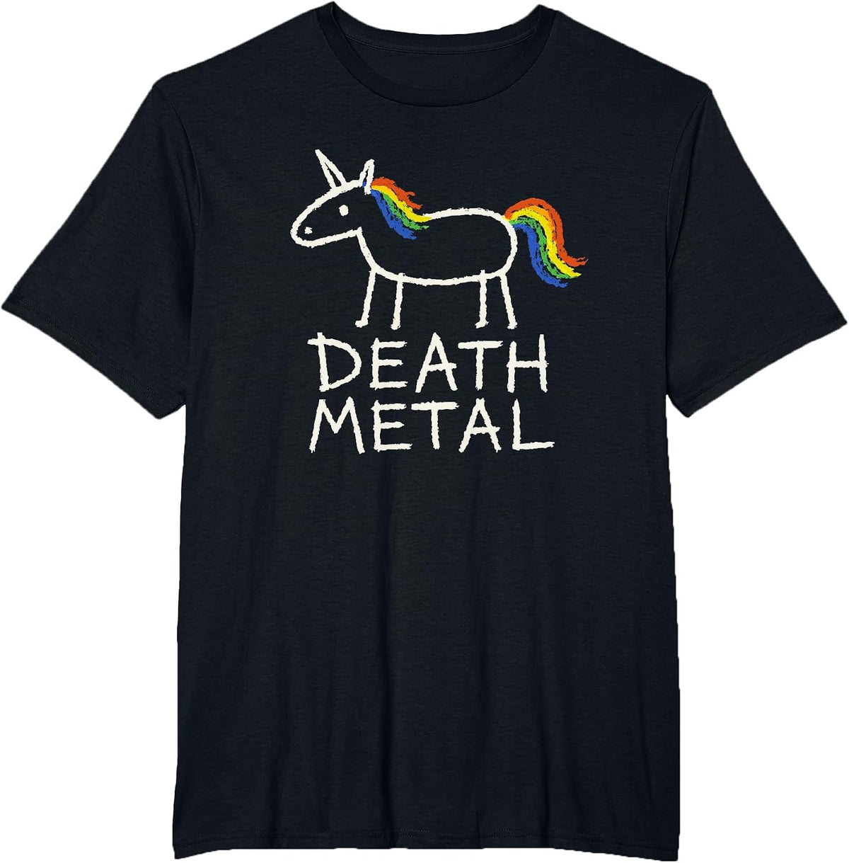 Funny Unicorn Death Metal Rainbow Metalhead Tee T-Shirt - Black