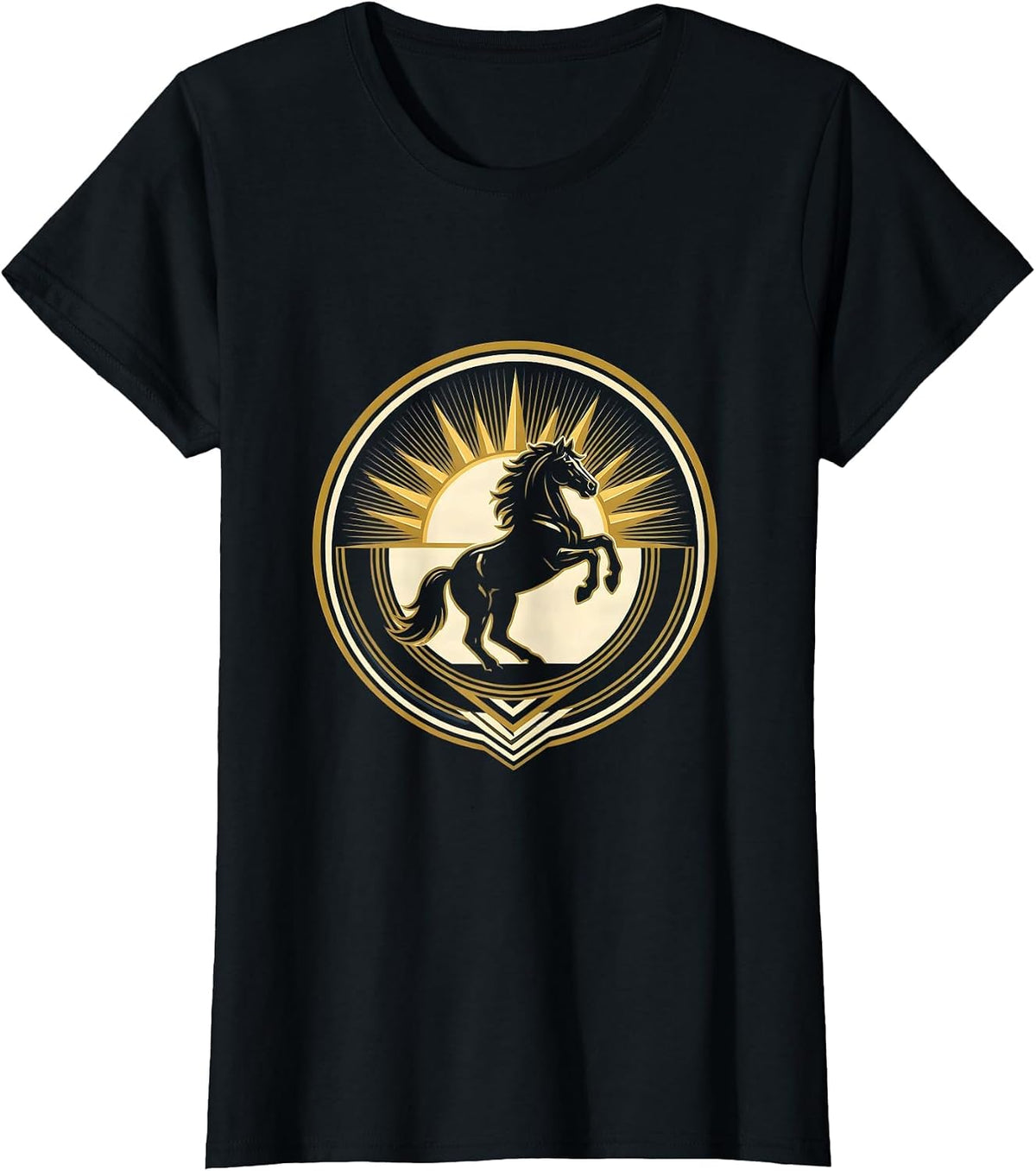 Rearing Horse Sunset Rodeo Graphic Tee T-Shirt - Black