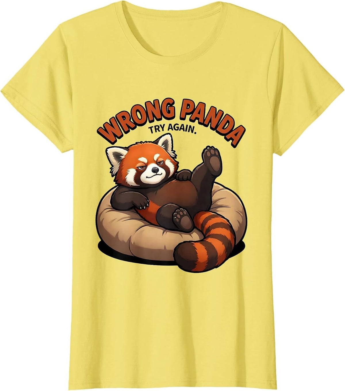 Women's Wrong Panda Try Again Funny Red Panda Animal Lover Gift T-Shirt - Lemon Yellow