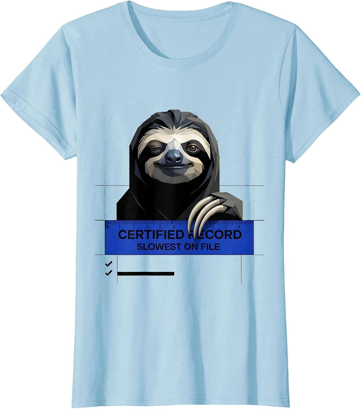 Certified Record: Slowest On File Funny Sloth Lover Gift T-Shirt - Baby Blue