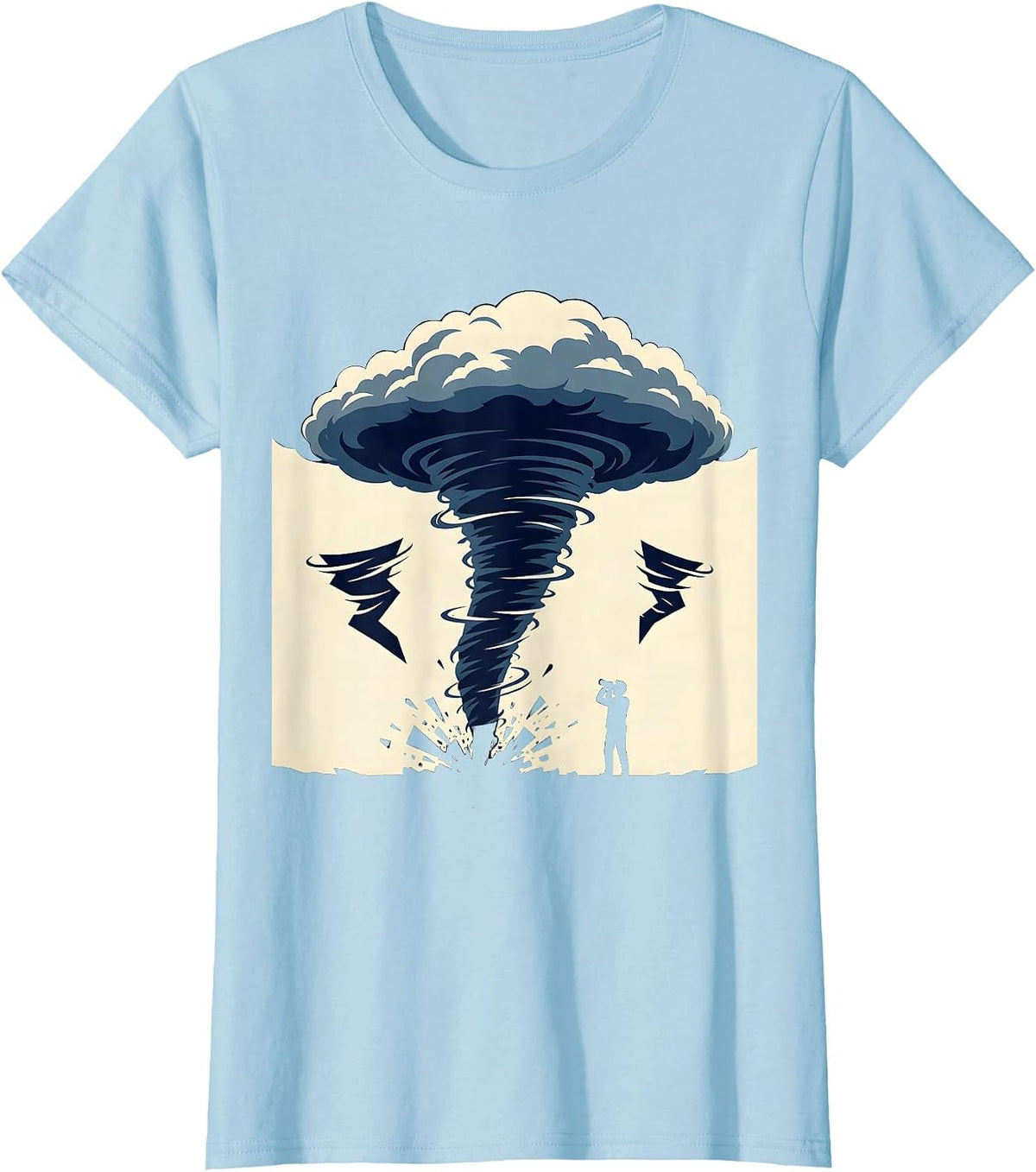 Tornado Silhouette Storm Chaser Meteorology Humor T-Shirt - Baby Blue