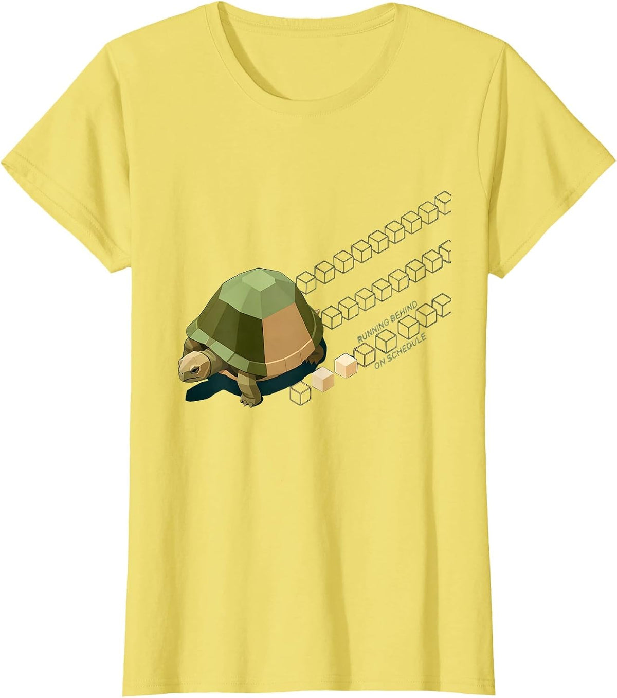 Women's Running Behind, On Schedule Funny Tortoise Lover Gift T-Shirt - Lemon Yellow