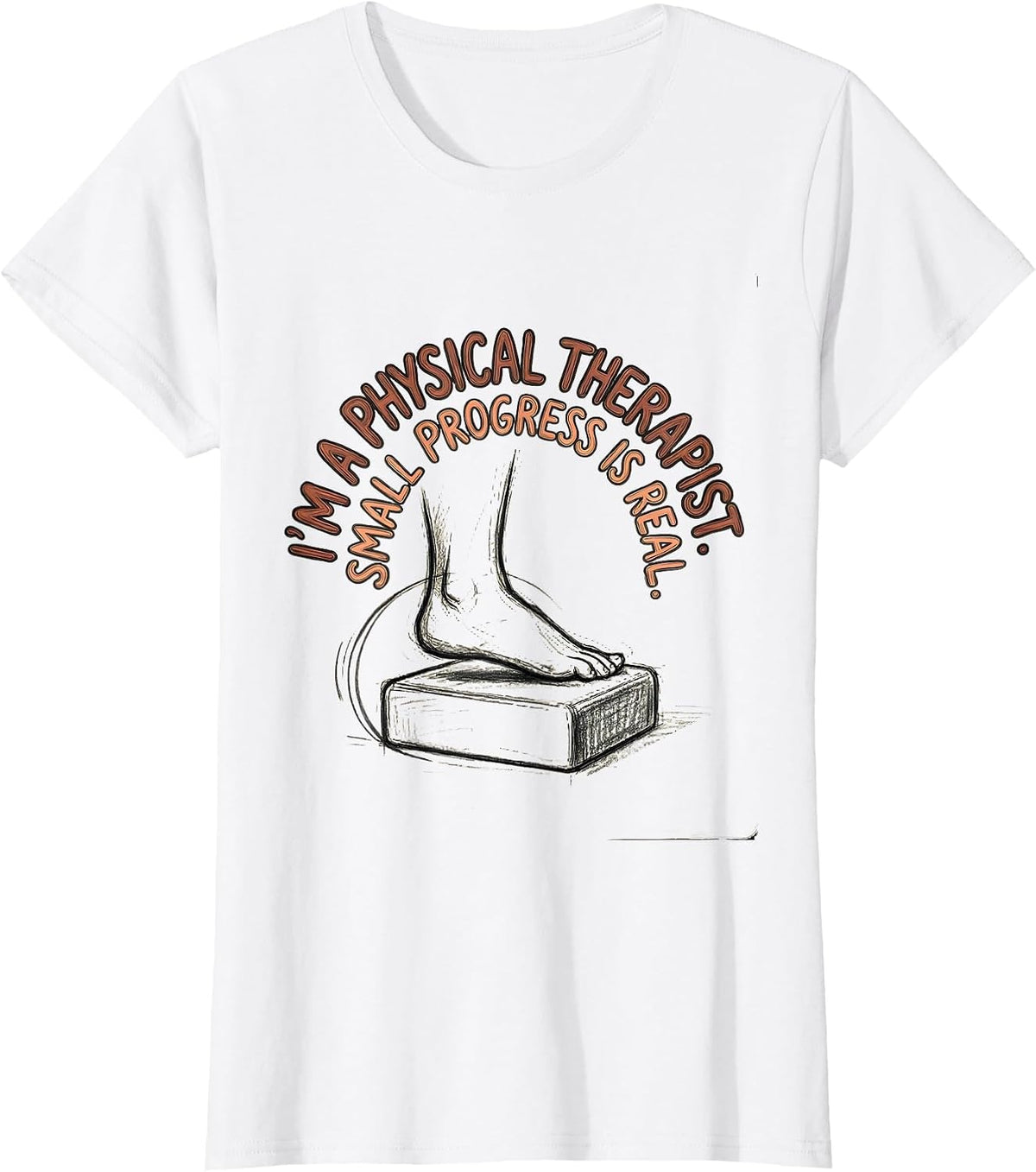 Women's I'm A Physical Therapist Small Progress Is Real Retro Groovy T-Shirt - White