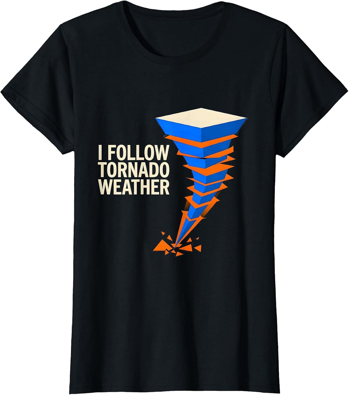 I Follow Tornado Weather Geometric Storm Chaser Meteorology T-Shirt - Black