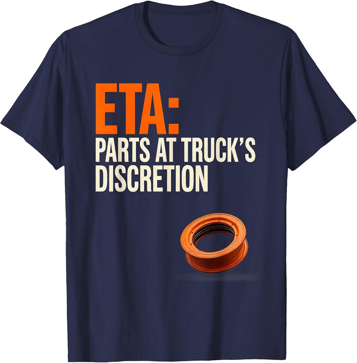 Men's ETA PARTS AT TRUCK'S DISCRETION Funny Mechanic Skeleton Auto T-Shirt - Navy Blue