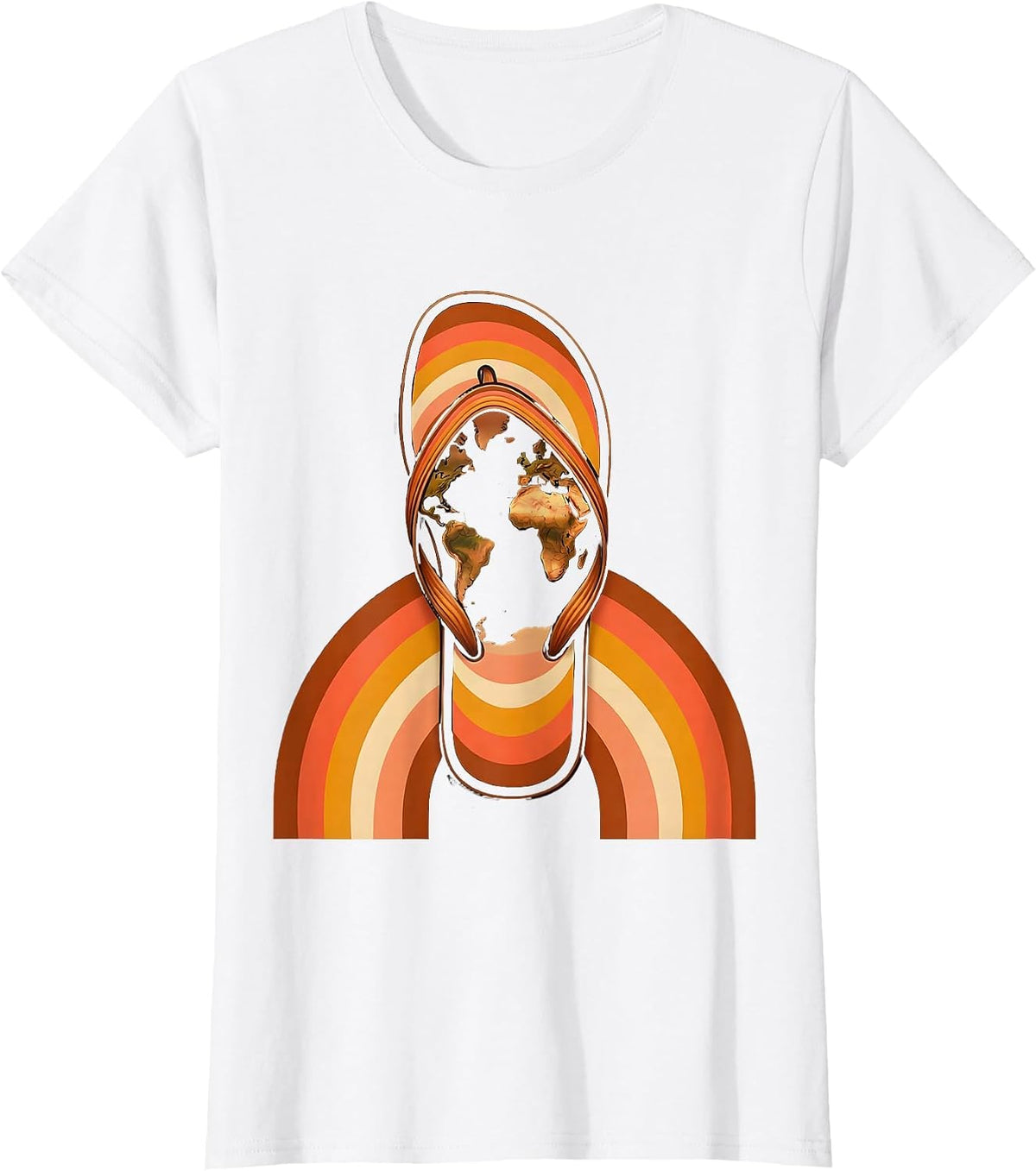 World Map Sandal Sole Adventure Graphic T-Shirt - White