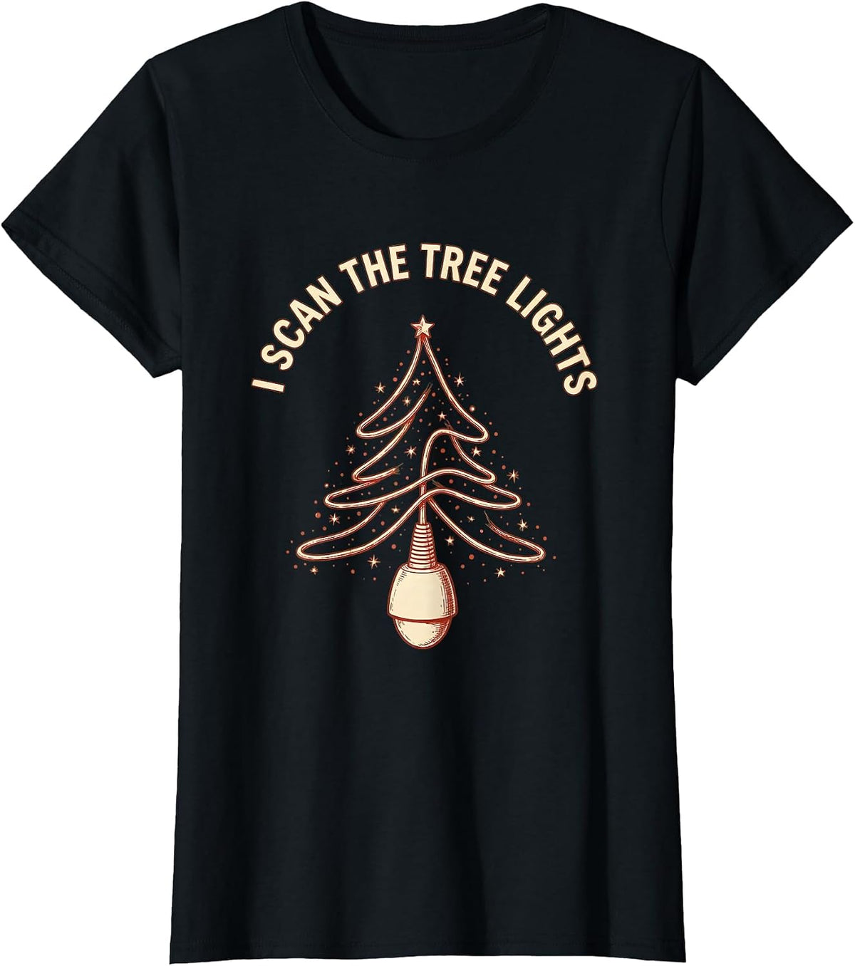 I Scan The Tree Lights Funny Sonographer Ultrasound Tech T-Shirt - Black