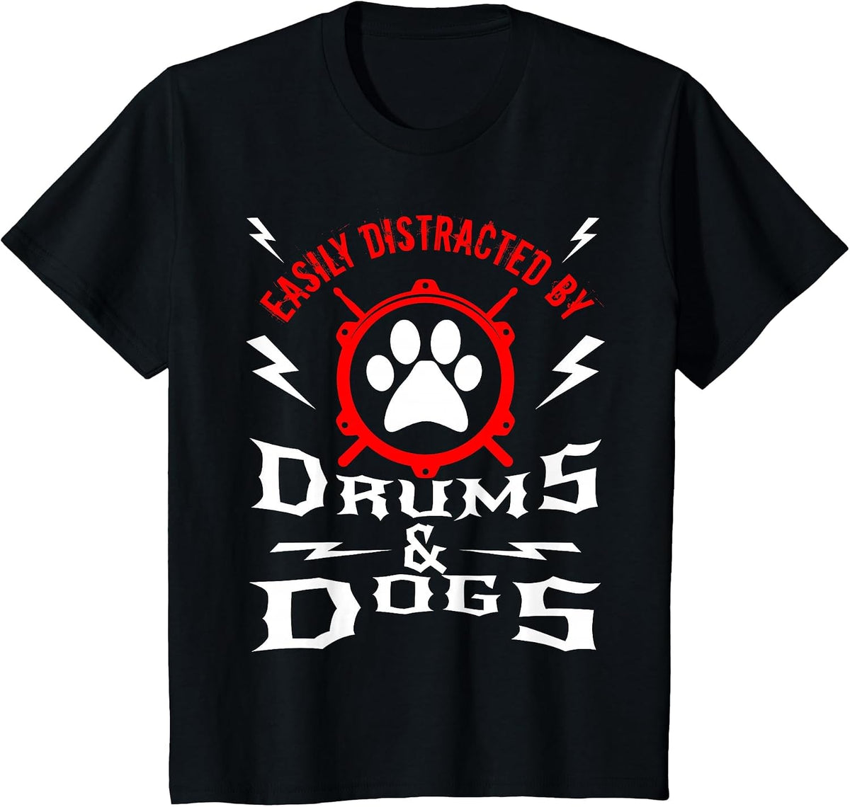 Drummer Drums and Dog Owner Percussion Dad Funny T-Shirt - Black