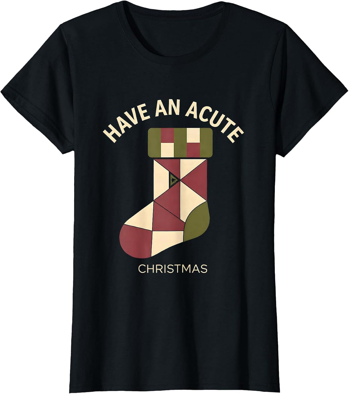 Have an Acute Christmas Math Teacher Pun Humor Christmas T-Shirt - Black