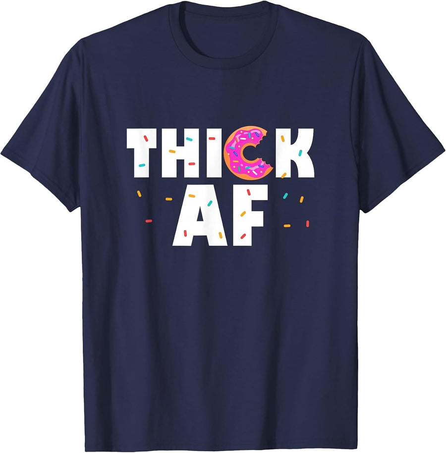 Thick AF Gym Donut Weightlifting Workout T-Shirt - Navy Blue
