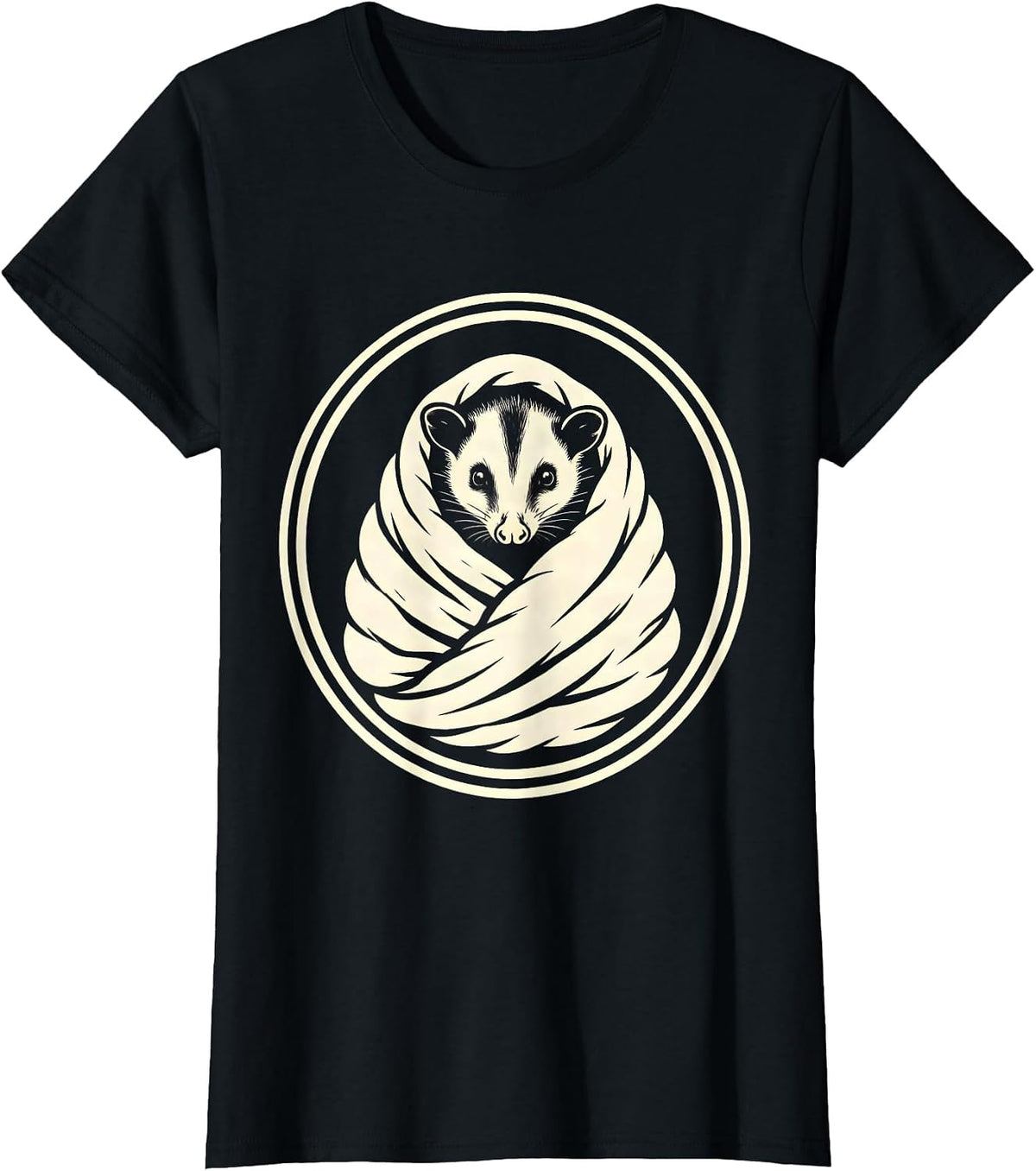 Cozy Opossum Wrapped in a Blanket T-Shirt - Black