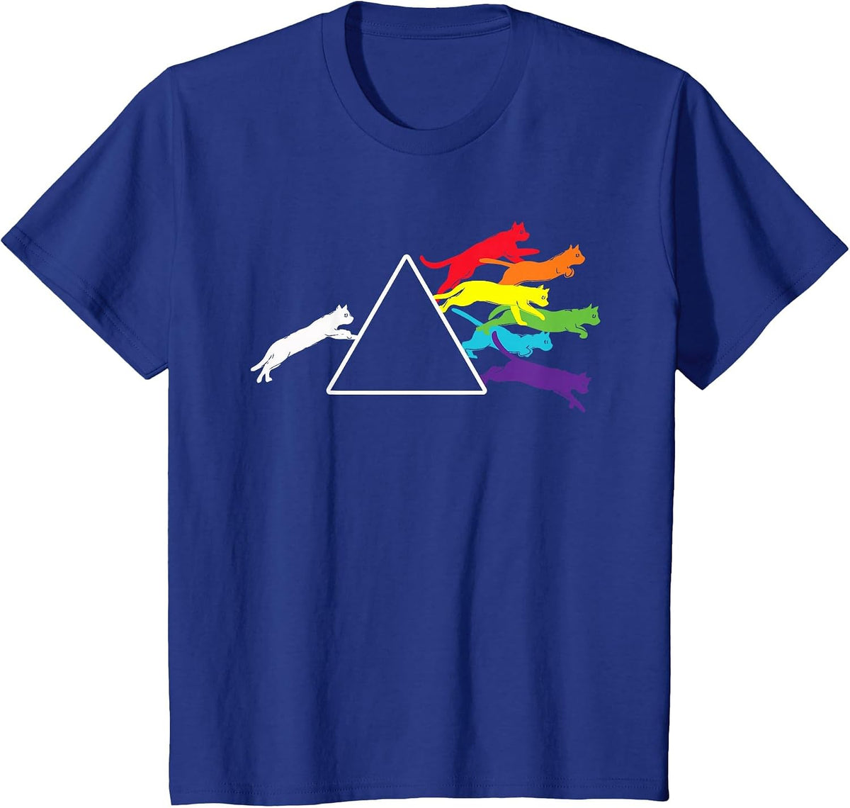 Schrödinger's Rainbow Cats Prism Split Light Spectrum T-Shirt - Royal Blue