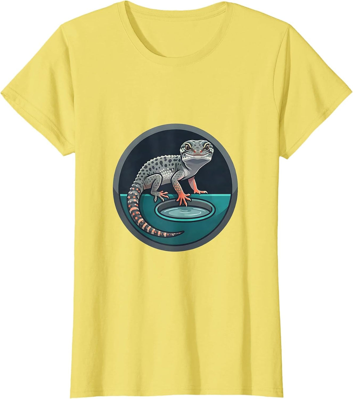 Women's Leopard Gecko Pet Reptile Lover Humor Casual Gift T-Shirt - Lemon Yellow