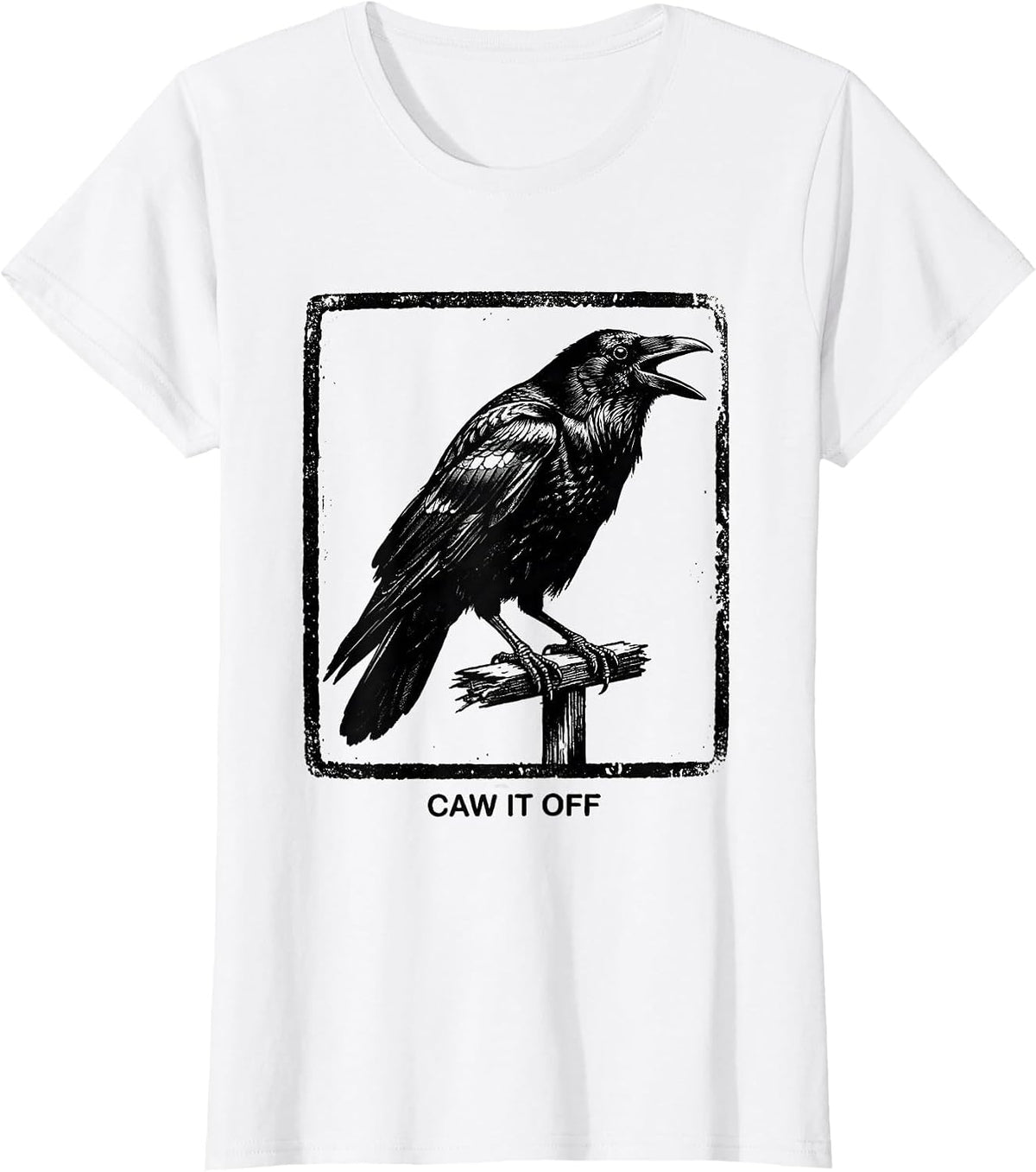 Caw It Off Dark Humor Crow Raven Bird Lover Gothic T-Shirt - White