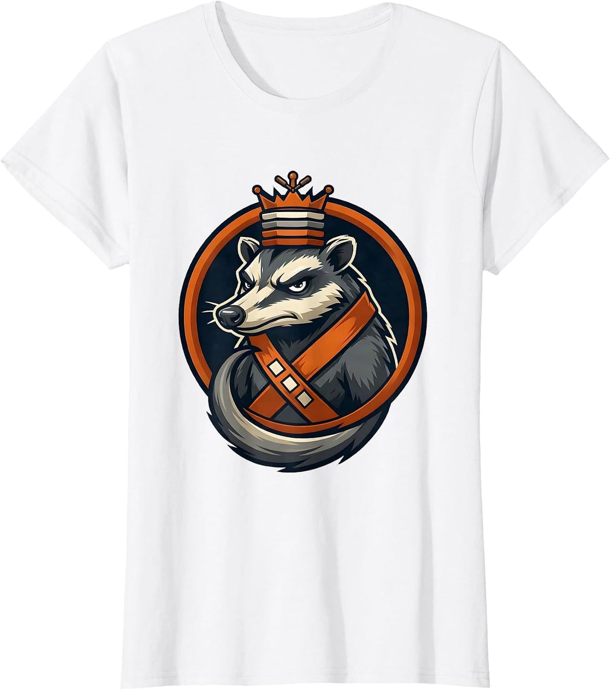 Women's Badge-Locked Opossum Mascot Thanksgiving Humor T-Shirt - White