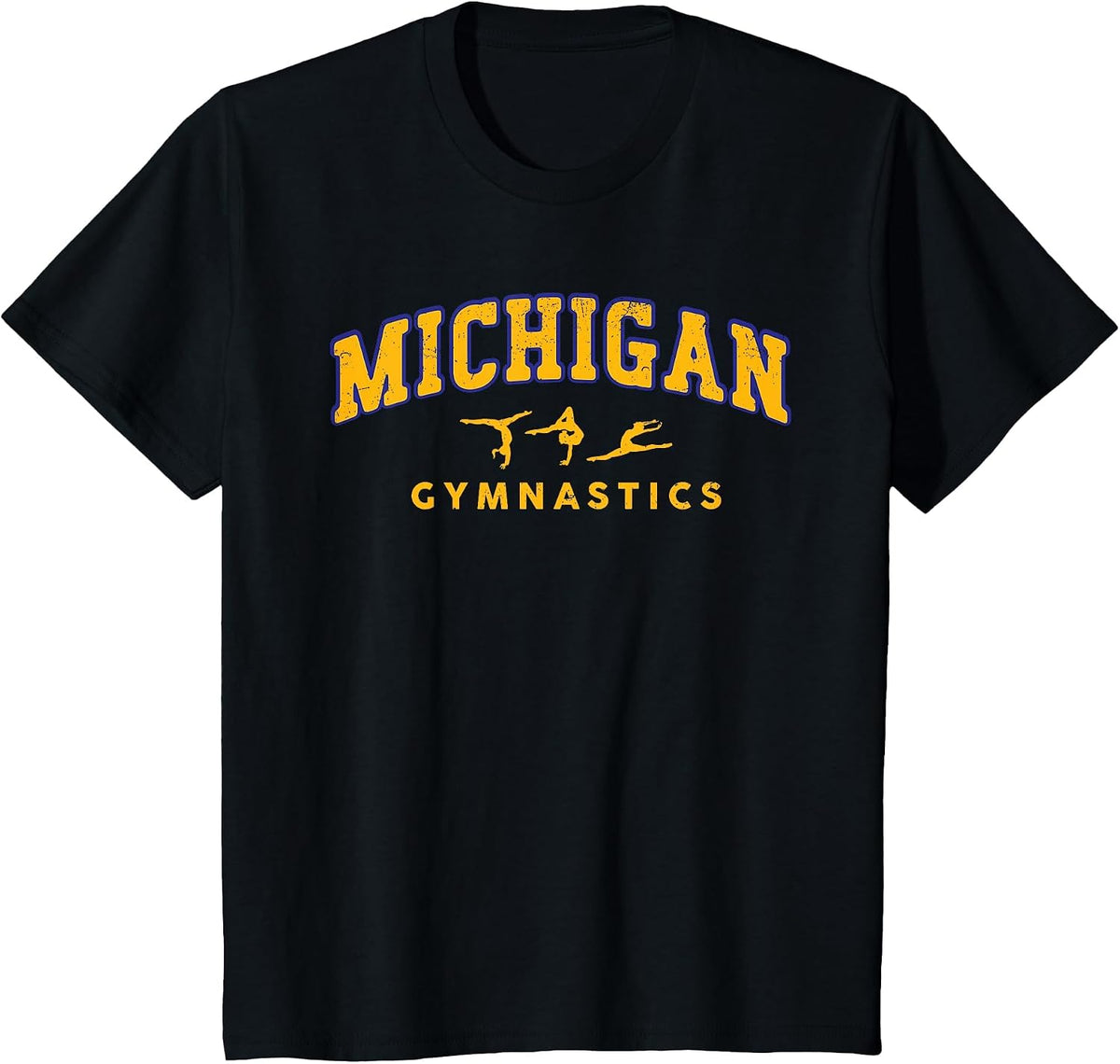 Michigan Gymnastics Gymnast Acrobatics Vintage T-Shirt - Black