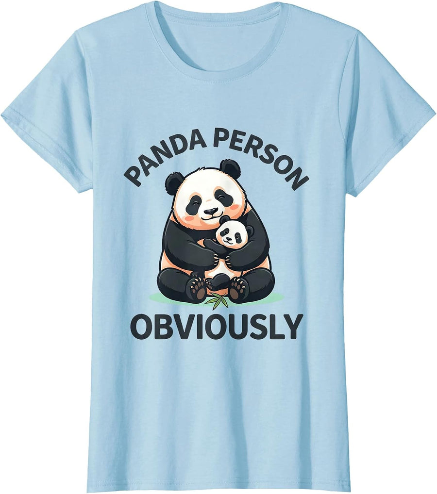 Women's Panda Person Obviously Cute Kawaii Animal Lover Humor T-Shirt - Baby Blue