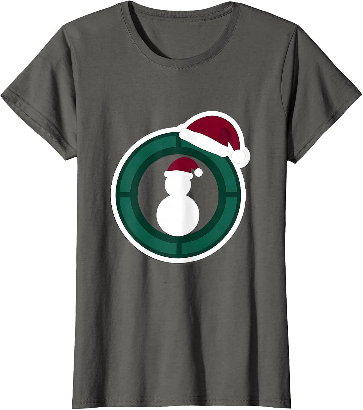 Women's MRI Bore Ring Snowman Radiology Tech Christmas Sticker T-Shirt - Asphalt Grey