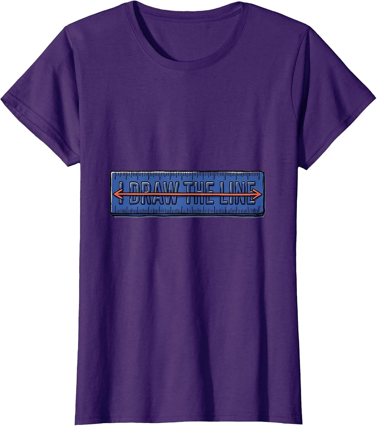 Women's I Draw The Line Funny Math Teacher Pun Humor Gift T-Shirt - Purple
