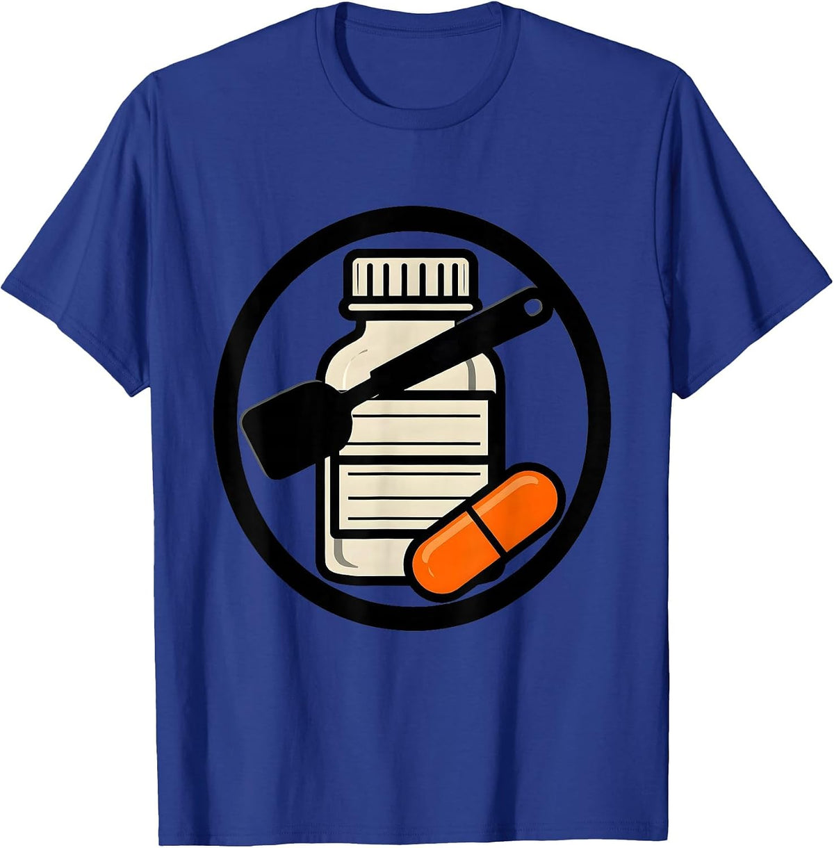 Men's Sealed Pharmacy Badge Prescription Vial Humor T-Shirt - Royal Blue