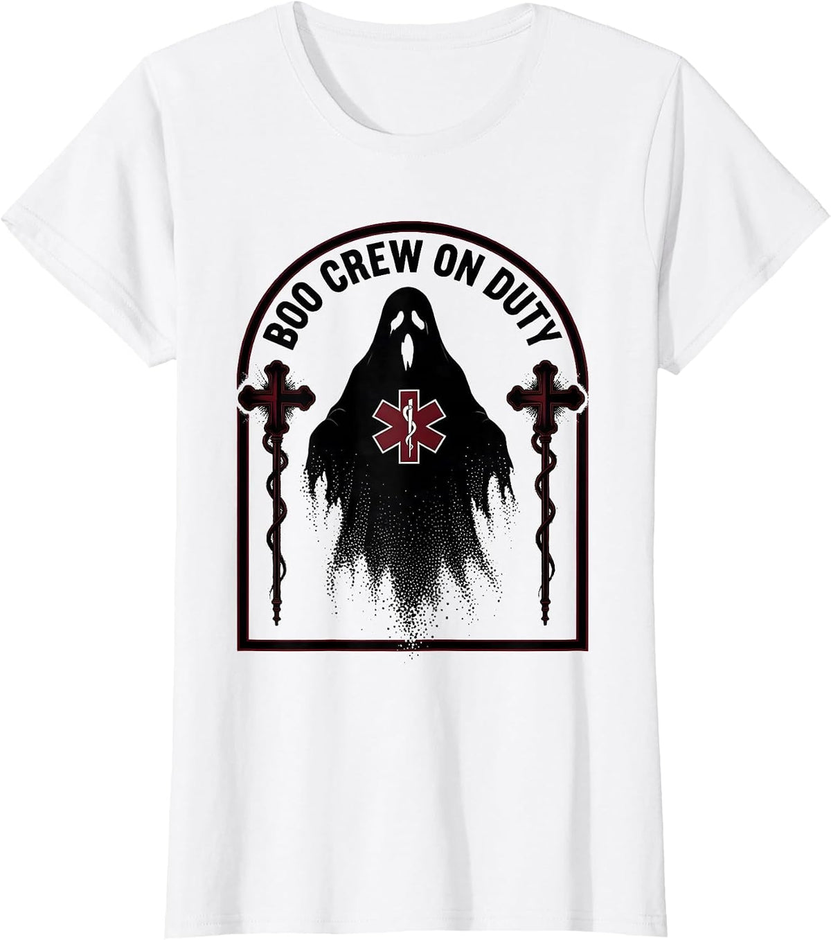 Women's Boo Crew On Duty Paramedic Halloween Design T-Shirt - White