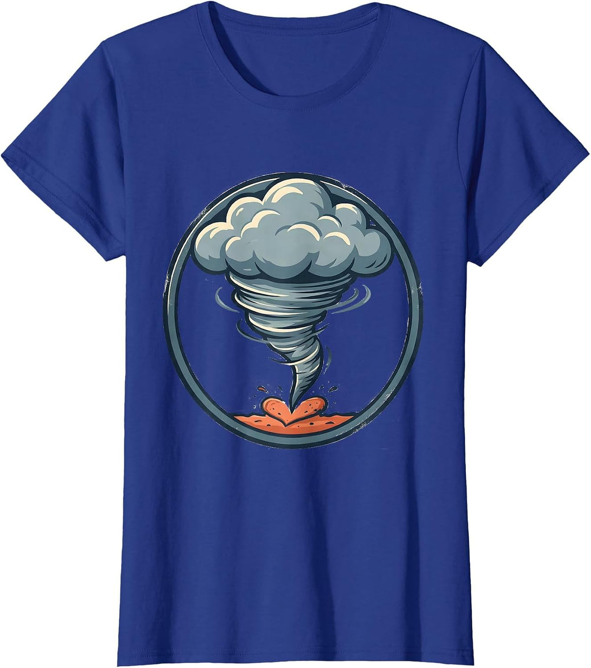 Women's Round Tornado Badge Storm Chaser Meteorology Enthusiast T-Shirt - Royal Blue