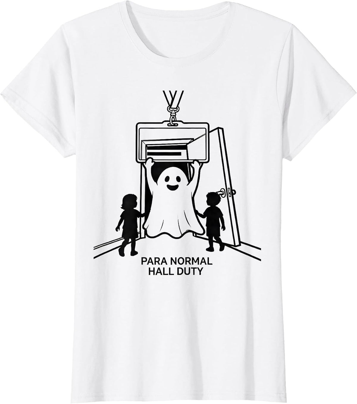 Para Normal Hall Duty Funny Paraprofessional Halloween Ghost T-Shirt - White