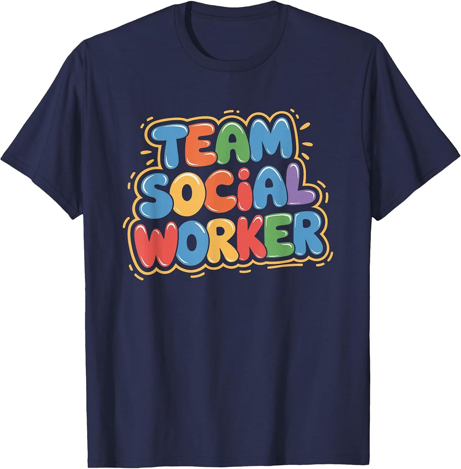 Team Social Worker, School Social Work and Caseworker Squad T-Shirt - Navy Blue