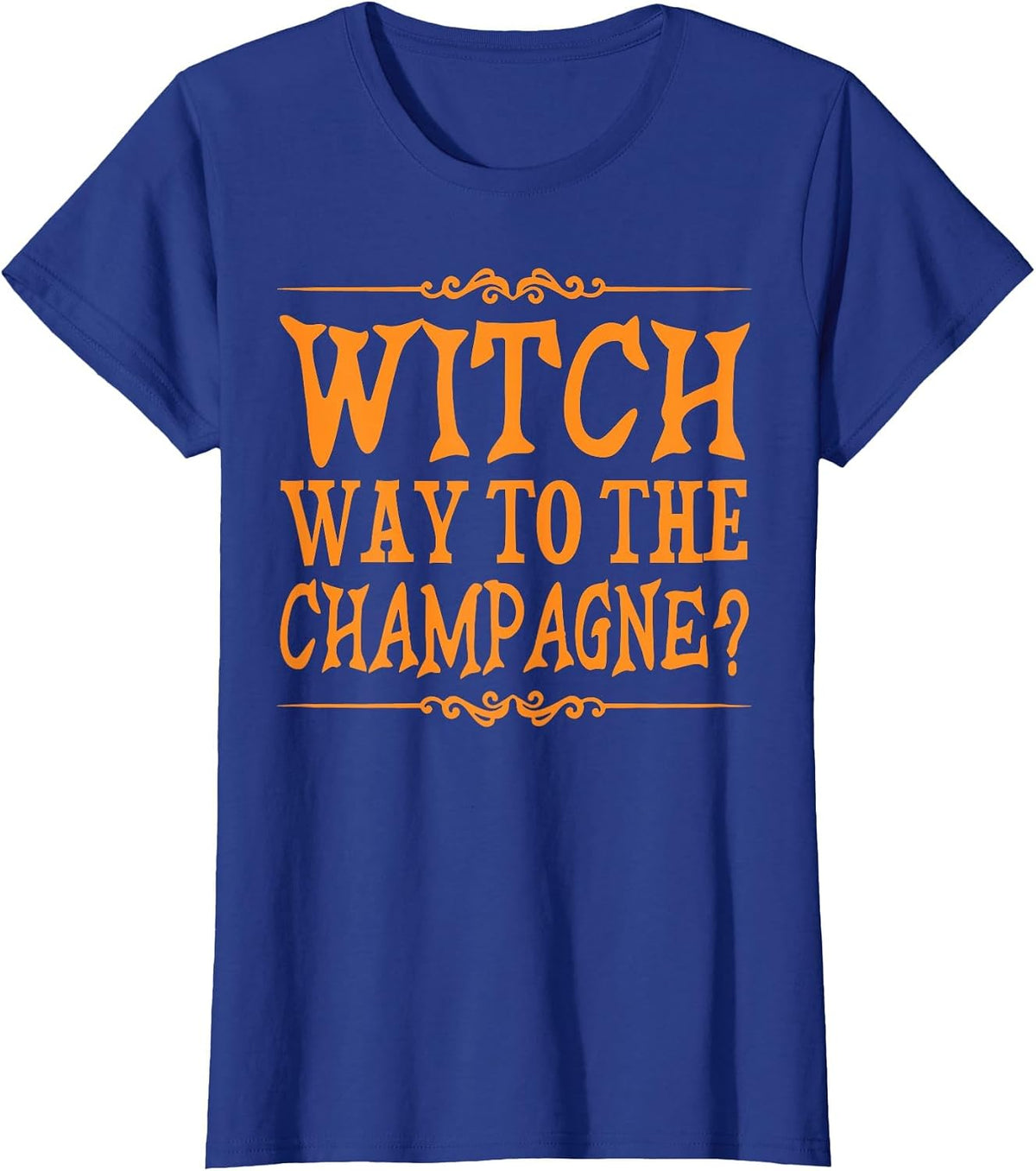 Witch Way to The Champagne Pumpkin Spice Drink Halloween T-Shirt - Royal Blue