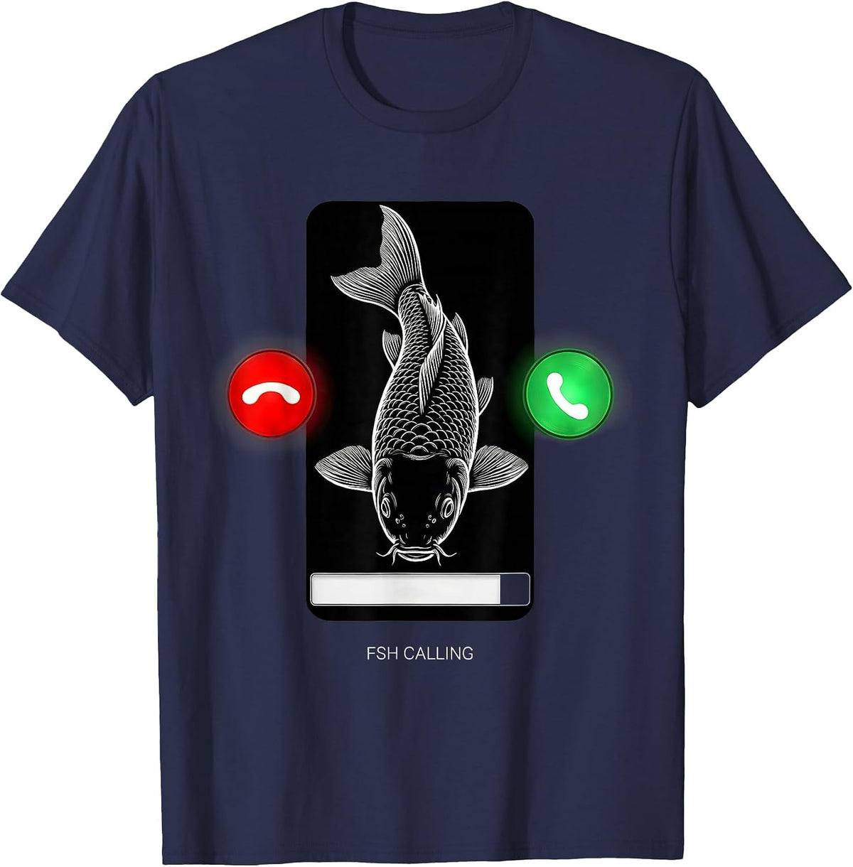 Men's Fsh Calling Funny Misspelled Fish Meme Humor T-Shirt - Navy Blue