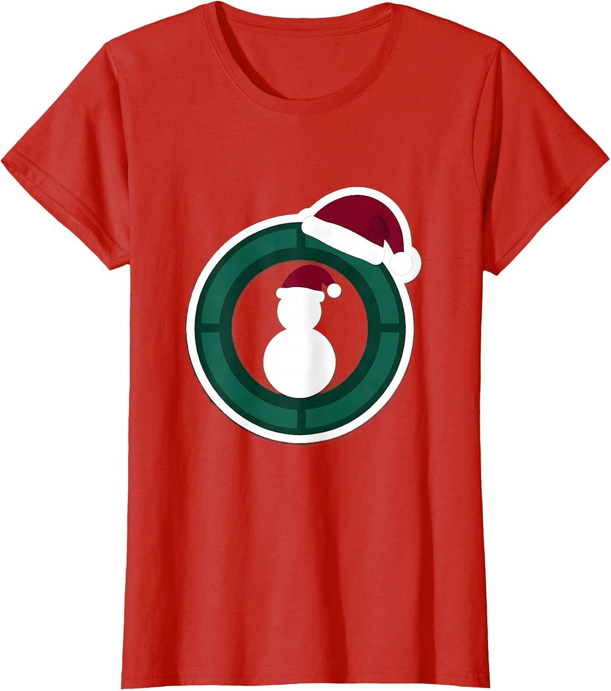 Women's MRI Bore Ring Snowman Radiology Tech Christmas Sticker T-Shirt - Red